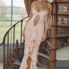 Gabriella Soft Peach Ruffled Front Gown Gabriella Soft Peach Ruffled Front Gown
