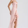 Gabriella Soft Peach Ruffled Front Gown Gabriella Soft Peach Ruffled Front Gown