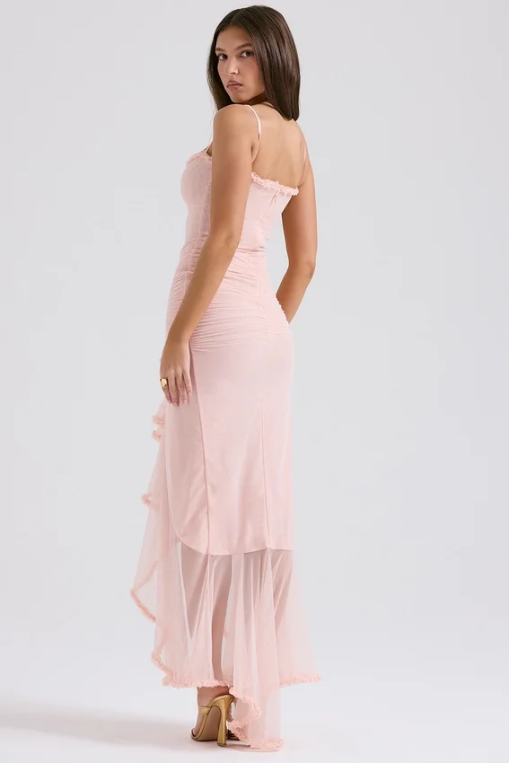 Gabriella Soft Peach Ruffled Front Gown Gabriella Soft Peach Ruffled Front Gown