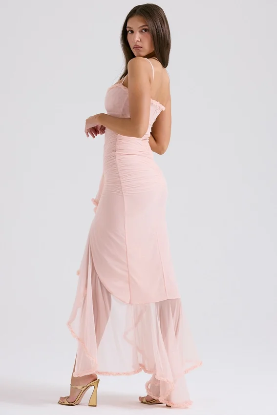 Gabriella Soft Peach Ruffled Front Gown Gabriella Soft Peach Ruffled Front Gown