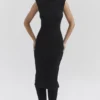 Gaia Black Cashmere Blend Turtle Neck Midi Dress Gaia Black Cashmere Blend Turtle Neck Midi Dress