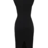 Gaia Black Cashmere Blend Turtle Neck Midi Dress Gaia Black Cashmere Blend Turtle Neck Midi Dress