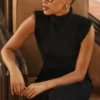 Gaia Black Cashmere Blend Turtle Neck Midi Dress Gaia Black Cashmere Blend Turtle Neck Midi Dress
