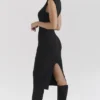 Gaia Black Cashmere Blend Turtle Neck Midi Dress Gaia Black Cashmere Blend Turtle Neck Midi Dress