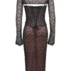 Gaia Black Lace Corset Midi Dress Gaia Black Lace Corset Midi Dress