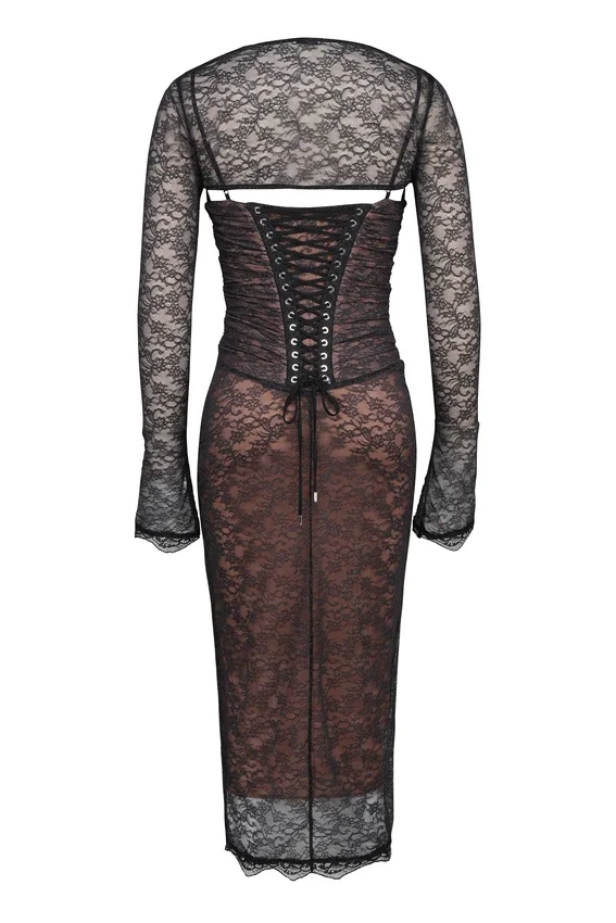 Gaia Black Lace Corset Midi Dress Gaia Black Lace Corset Midi Dress