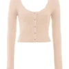 Gene Beige Soft Fluffy Knit Cardigan