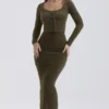 Gene Khaki Soft Fluffy Knit Cardigan