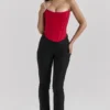 Genevieve Scarlet Satin Lace Back Corset