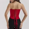 Genevieve Scarlet Satin Lace Back Corset