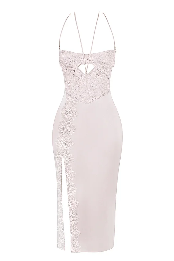 Georgia Crystal Satin and Lace Midi Dress Georgia Crystal Satin and Lace Midi Dress