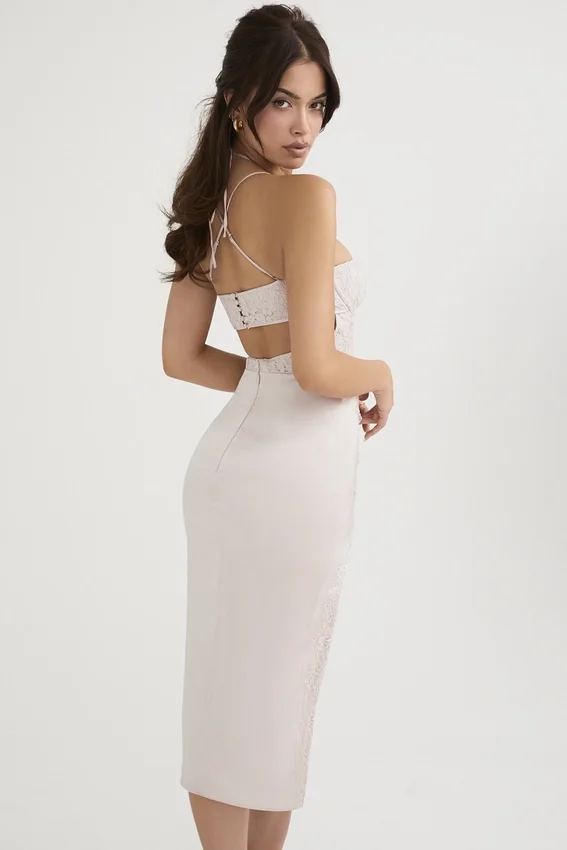 Georgia Crystal Satin and Lace Midi Dress Georgia Crystal Satin and Lace Midi Dress
