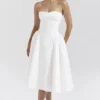 Georgiana White Cotton Strapless Midi Sundress Georgiana White Cotton Strapless Midi Sundress