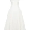 Georgiana White Cotton Strapless Midi Sundress Georgiana White Cotton Strapless Midi Sundress