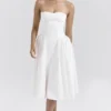 Georgiana White Cotton Strapless Midi Sundress Georgiana White Cotton Strapless Midi Sundress