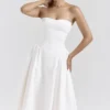 Georgiana White Cotton Strapless Midi Sundress Georgiana White Cotton Strapless Midi Sundress