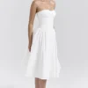 Georgiana White Cotton Strapless Midi Sundress Georgiana White Cotton Strapless Midi Sundress