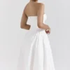 Georgiana White Cotton Strapless Midi Sundress Georgiana White Cotton Strapless Midi Sundress