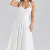 Georgie White Stretch Cotton Halter Neck Midi Dress Georgie White Stretch Cotton Halter Neck Midi Dress
