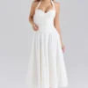 Georgie White Stretch Cotton Halter Neck Midi Dress Georgie White Stretch Cotton Halter Neck Midi Dress