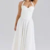 Georgie White Stretch Cotton Halter Neck Midi Dress Georgie White Stretch Cotton Halter Neck Midi Dress