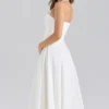 Georgie White Stretch Cotton Halter Neck Midi Dress Georgie White Stretch Cotton Halter Neck Midi Dress