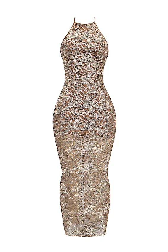 Giada Rose Gold Embroidered Sequinned Gown Giada Rose Gold Embroidered Sequinned Gown