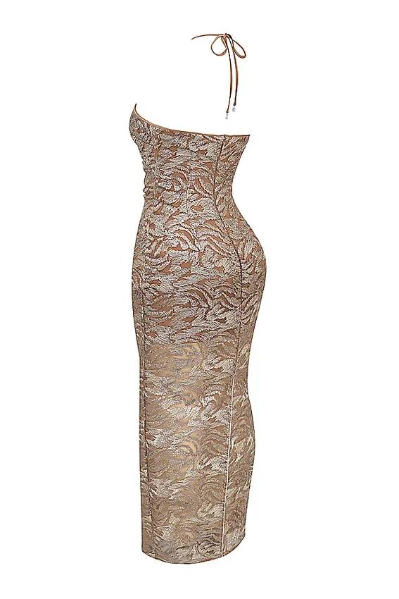 Giada Rose Gold Embroidered Sequinned Gown Giada Rose Gold Embroidered Sequinned Gown