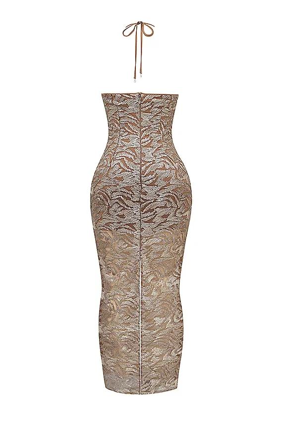 Giada Rose Gold Embroidered Sequinned Gown Giada Rose Gold Embroidered Sequinned Gown