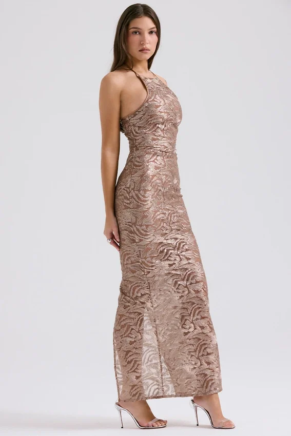 Giada Rose Gold Embroidered Sequinned Gown Giada Rose Gold Embroidered Sequinned Gown