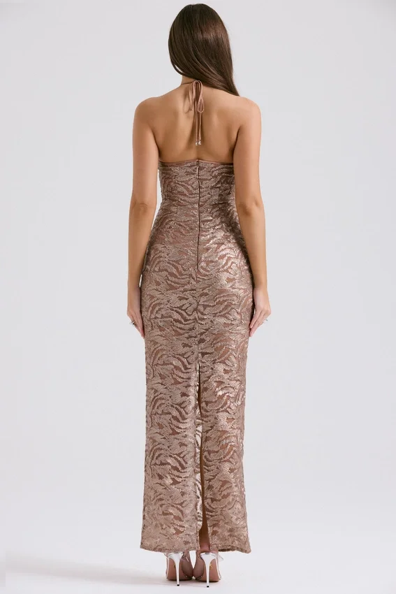 Giada Rose Gold Embroidered Sequinned Gown Giada Rose Gold Embroidered Sequinned Gown