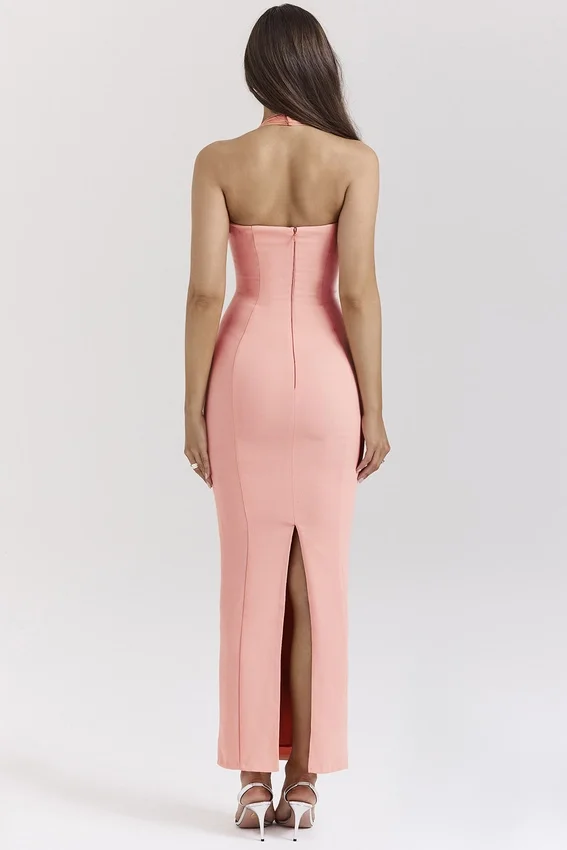 Gianina Sorbet Crepe Halter Maxi Dress Gianina Sorbet Crepe Halter Maxi Dress