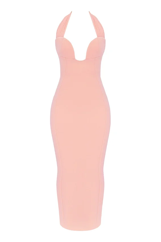 Gianina Sorbet Crepe Halter Maxi Dress Gianina Sorbet Crepe Halter Maxi Dress
