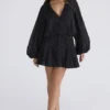 Gianna Black Hand Beaded Georgette Mini Dress – Limited Edition