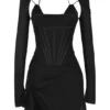Gianna Black Real Silk Corset Mini Dress Gianna Black Real Silk Corset Mini Dress