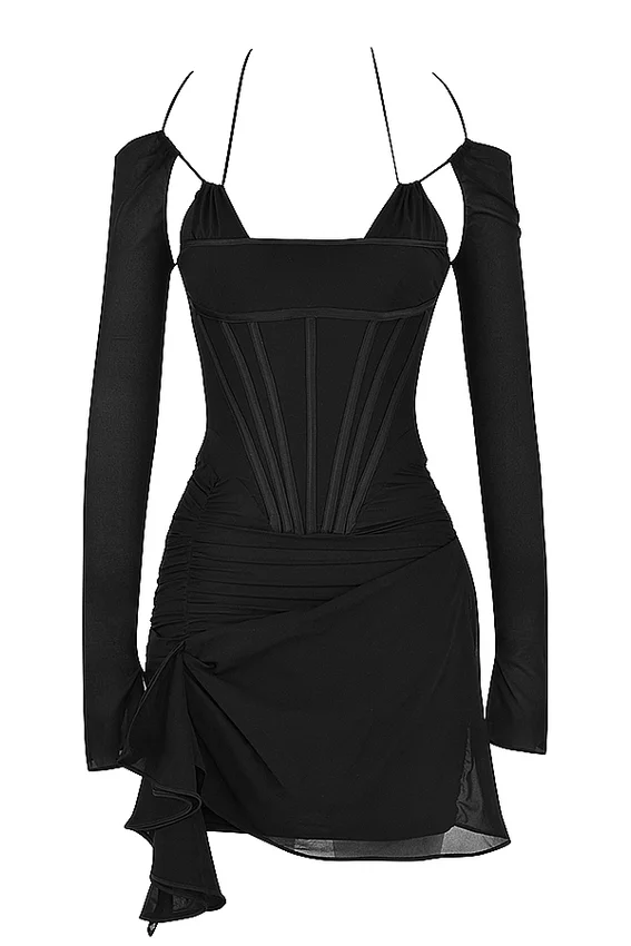 Gianna Black Real Silk Corset Mini Dress Gianna Black Real Silk Corset Mini Dress