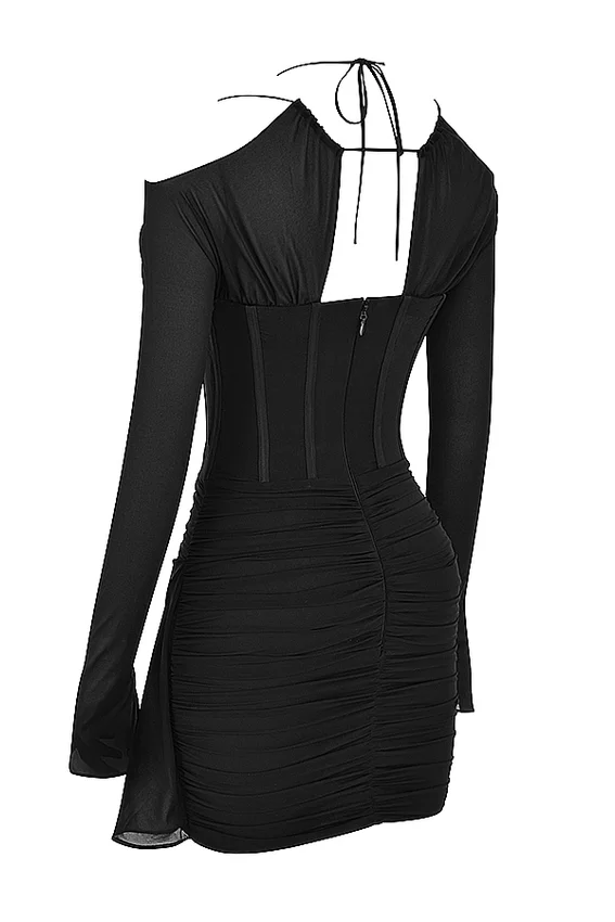 Gianna Black Real Silk Corset Mini Dress Gianna Black Real Silk Corset Mini Dress