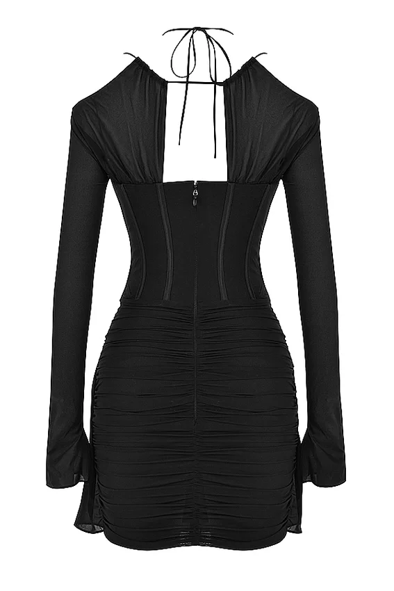 Gianna Black Real Silk Corset Mini Dress Gianna Black Real Silk Corset Mini Dress