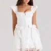 Giglio White Broderie Anglais Frill Mini Dress Giglio White Broderie Anglais Frill Mini Dress