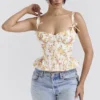 Gigou Royal Rose Print Peplum Cotton Corset