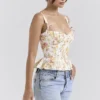 Gigou Royal Rose Print Peplum Cotton Corset