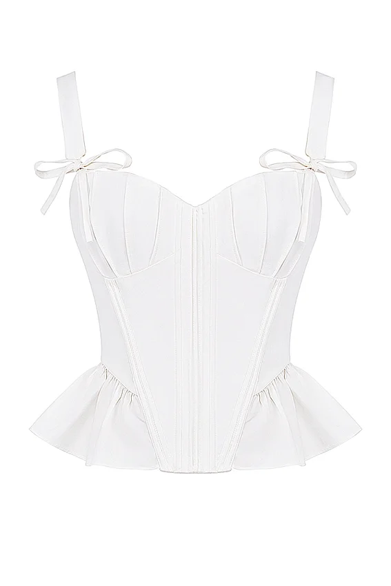 Gigou White Peplum Cotton Corset Gigou White Peplum Cotton Corset
