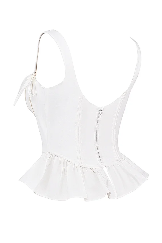 Gigou White Peplum Cotton Corset Gigou White Peplum Cotton Corset