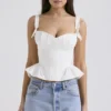 Gigou White Peplum Cotton Corset Gigou White Peplum Cotton Corset