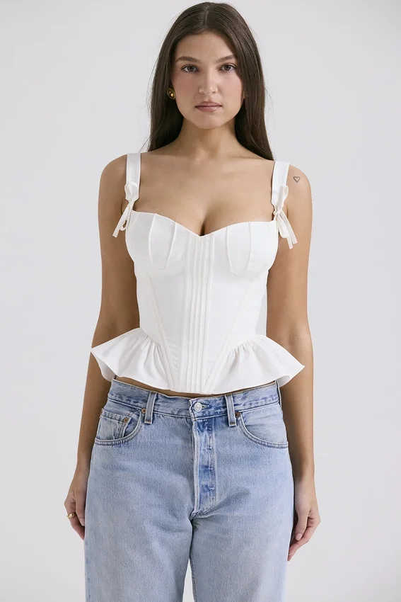 Gigou White Peplum Cotton Corset Gigou White Peplum Cotton Corset