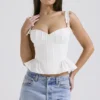 Gigou White Peplum Cotton Corset Gigou White Peplum Cotton Corset