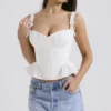 Gigou White Peplum Cotton Corset Gigou White Peplum Cotton Corset