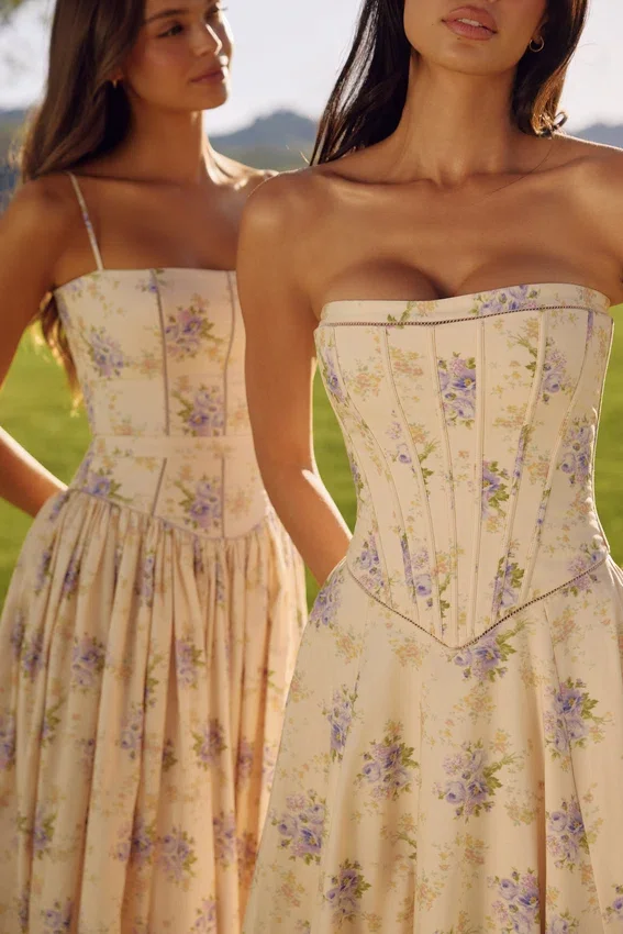 Gina Ivory Sweet Peony Floral Print Strapless Maxi Dress Gina Ivory Sweet Peony Floral Print Strapless Maxi Dress