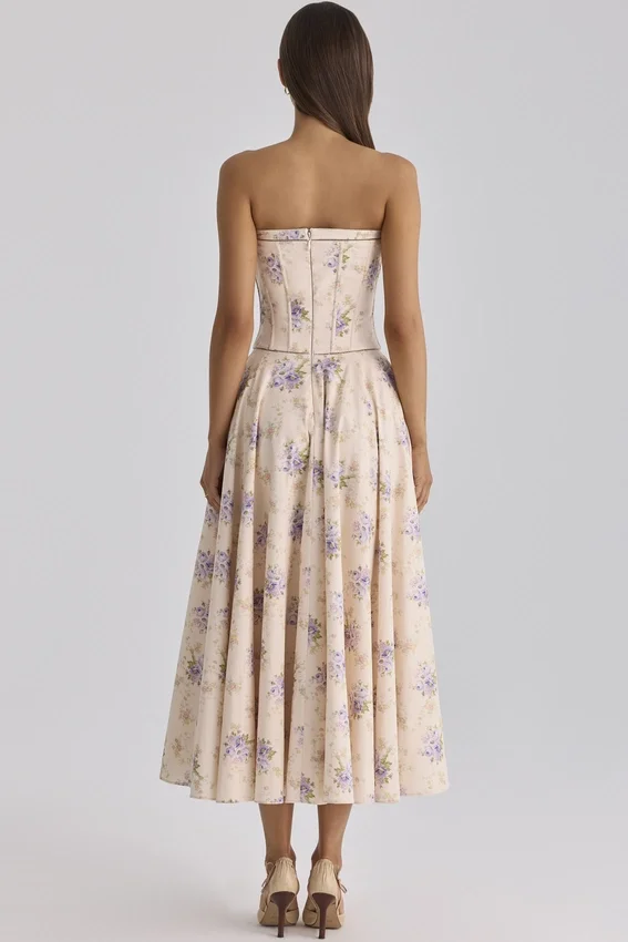 Gina Ivory Sweet Peony Floral Print Strapless Maxi Dress Gina Ivory Sweet Peony Floral Print Strapless Maxi Dress