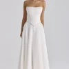 Gina White Cotton Strapless Maxi Dress Gina White Cotton Strapless Maxi Dress